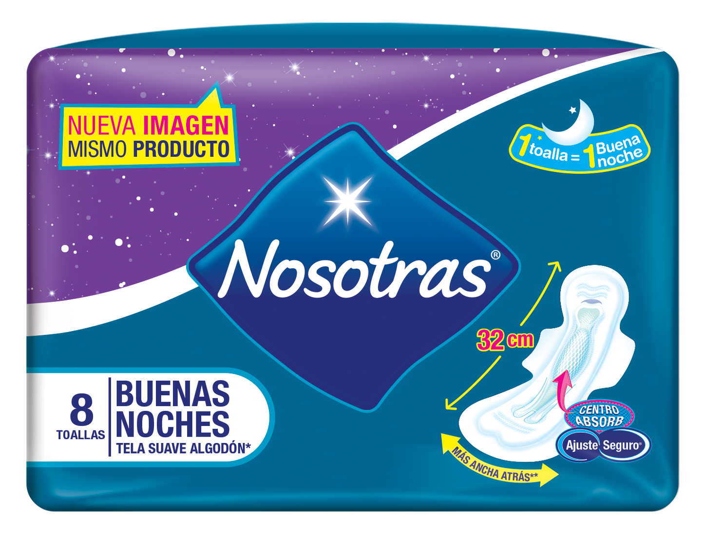 Nosotras Toallas Noctunar Buenas Noches Extra Suave X 8 - Nosotras