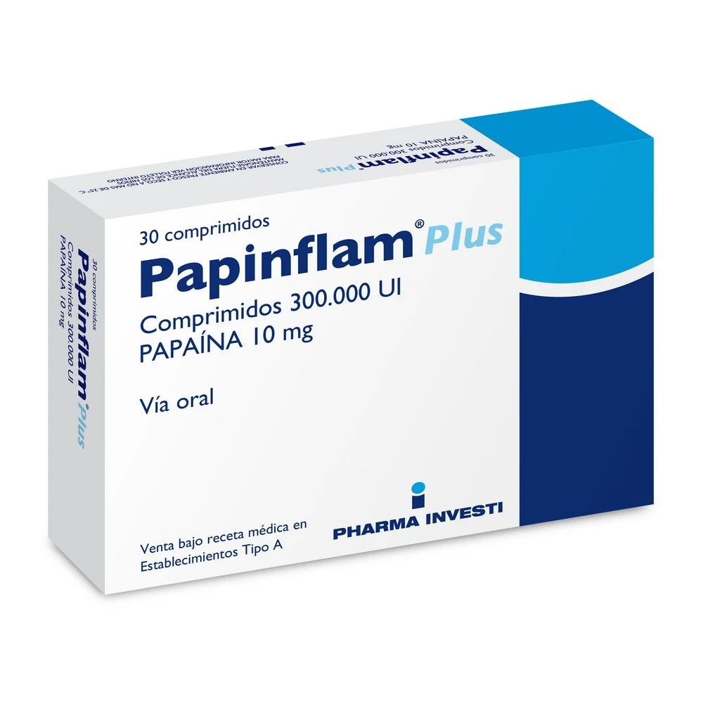 Papinflam Plus Com 10Mg (300.000 U) X 30 - Megalabs