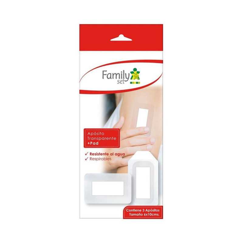 Aposito Transparente + Pad 6 x 10 cm x 3 Und - FAMILY SET - Farmacias San Martín
