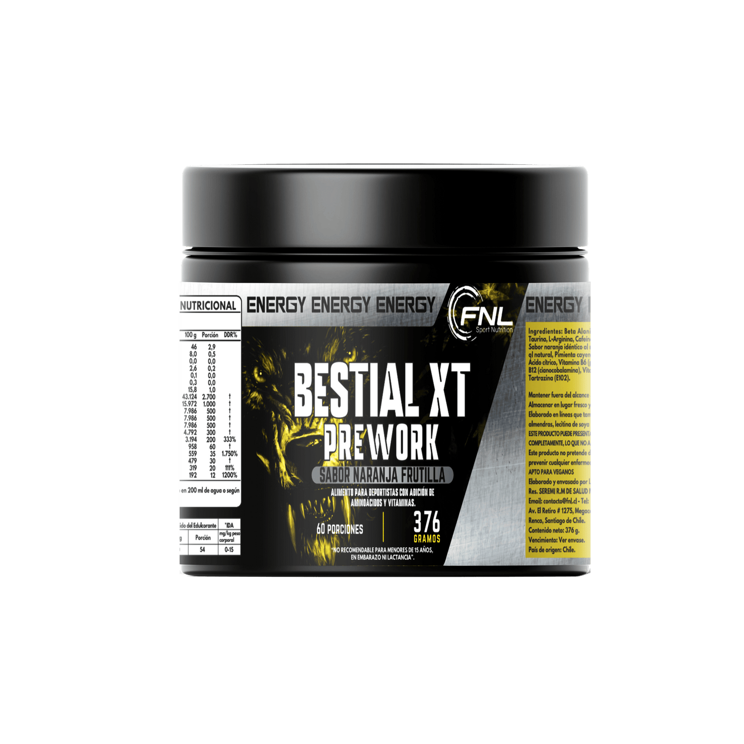 Bestial Xt Prework Polvo 376gr - FNL - Farmacias San Martín