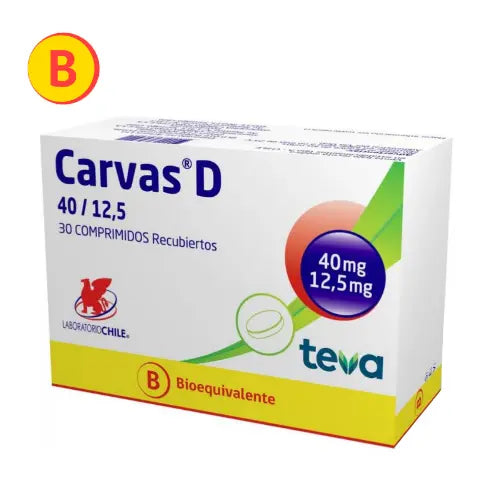 Carvas D Comp. 40/12.5 mg x 30 - TEVA - Farmacias San Martín