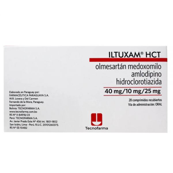 Iltuxam Hct 40mg / 10mg / 25mg x 28 Comprimidos Recubiertos - TECNOFARMA - Farmacias San Martín