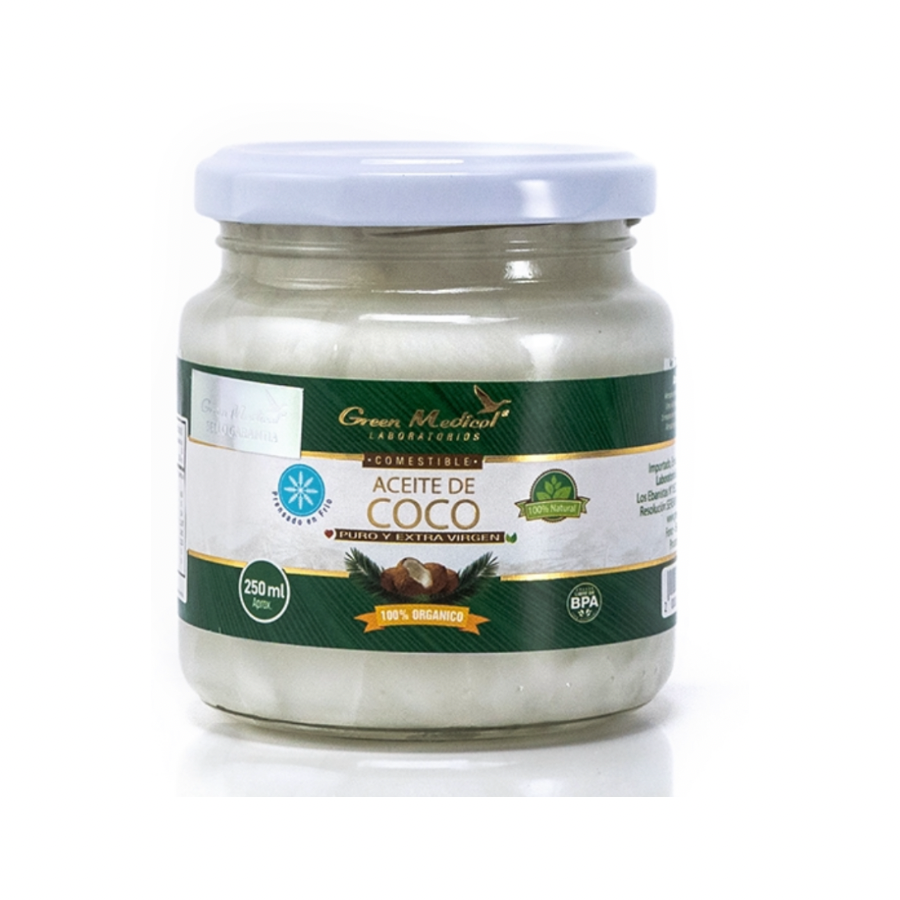 Aceite de Coco Puro 250ml - GREEN MEDICAL - Farmacias San Martín