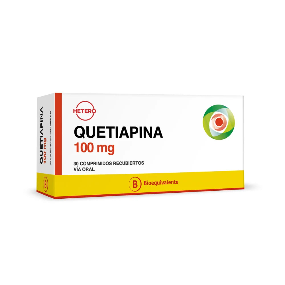 Quetiapina 100mg x 30 Comprimidos Recubiertos - HETERO - Farmacias San Martín
