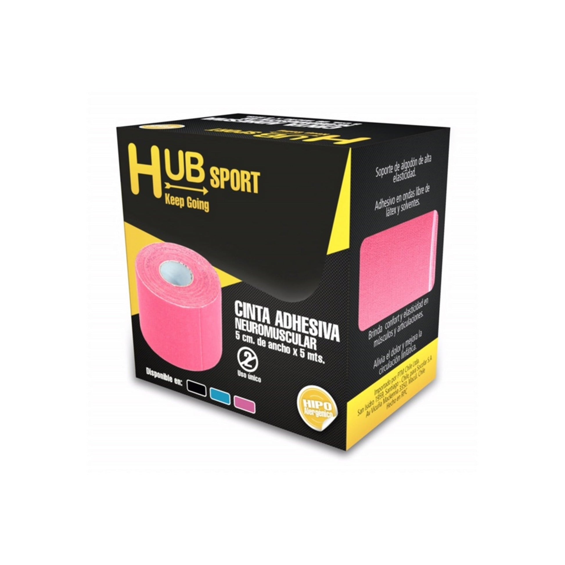 Cinta Adhesiva Neuromuscular Rosa 5cm x 5mt - HUB - Farmacias San Martín