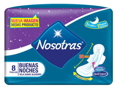 Nosotras Toallas Noctunar Buenas Noches Extra Suave X 8 - Nosotras