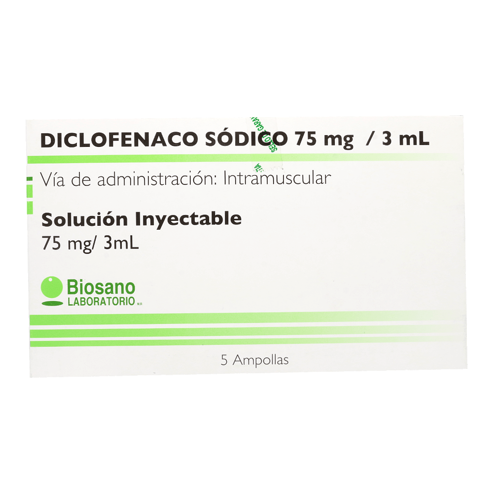 Diclofenaco Inyectable 75mg/3ml x 3 Ampollas - BIOSANO - Farmacias San Martín