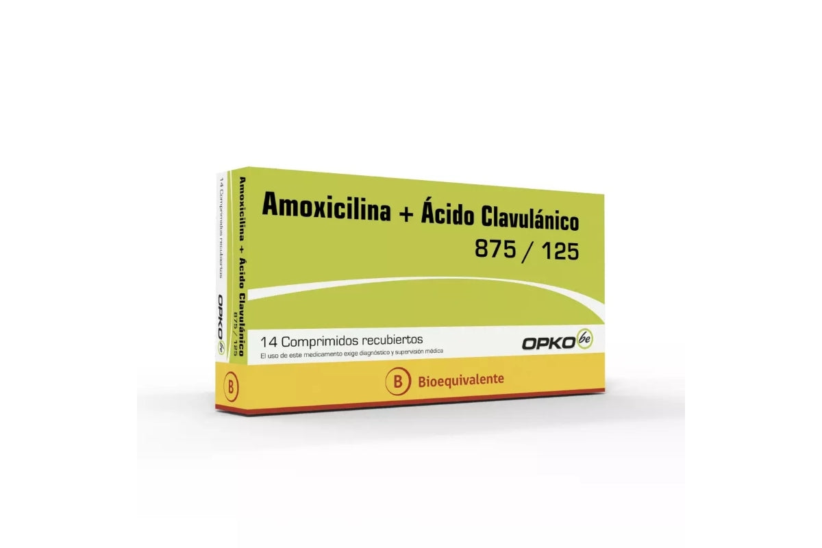 Amoxicilina 875mg / Ac Clavulanico 125mg x 14 Comprimidos Recubiertos - OPKO - Farmacias San Martín
