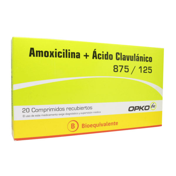 Amoxicilina + Ac Clavulanico 875mg / 125mg x 20 Comprimidos Recubiertos - OPKO - Farmacias San Martín