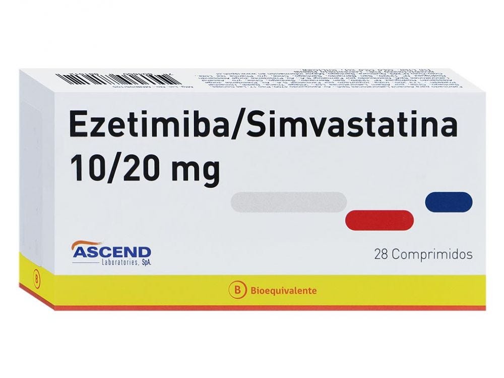 Ezetimiba/simvastatina 10/10 mg x 28 Comp - ASCEND - Farmacias San Martín