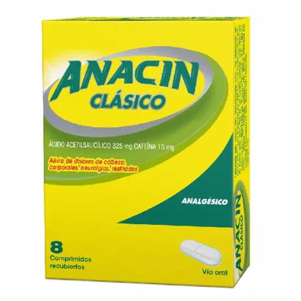 Anacin 325mg / 15mg x 8 Comprimidos Recubiertos - GSK - Farmacias San Martín