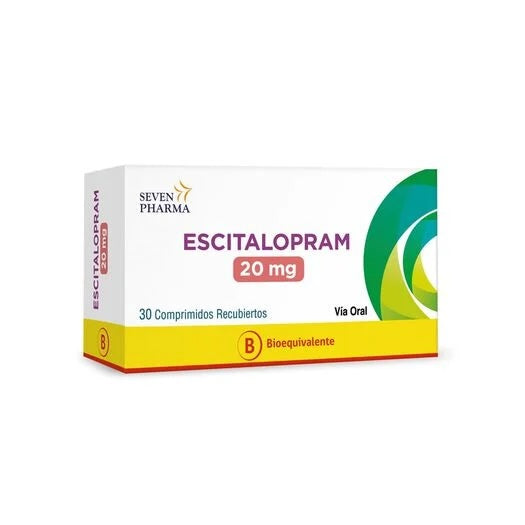 Escitalopram 20mg x 30 Comprimidos Recubiertos - SEVEN PHARMA - Farmacias San Martín