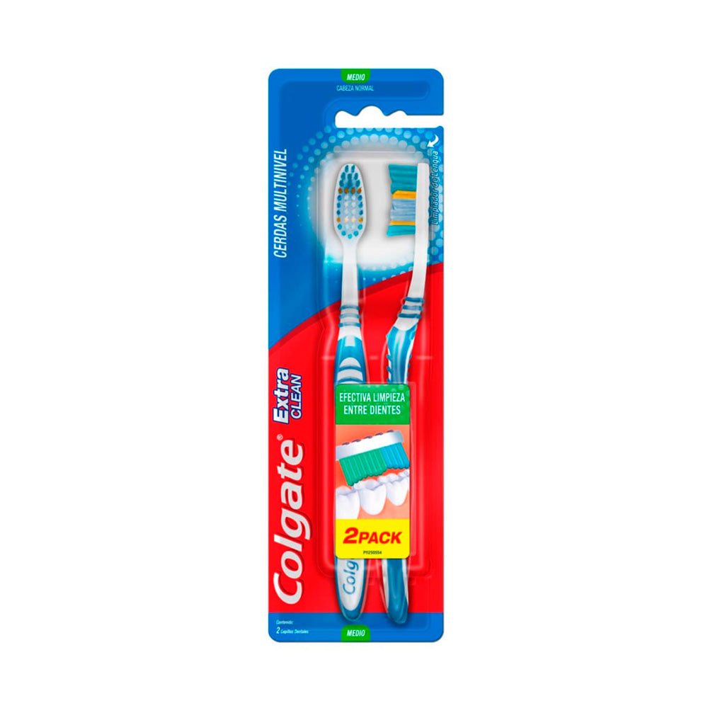 Colgate Cepillo Extra Clean Medio x 2 - COLGATE - Farmacias San Martín