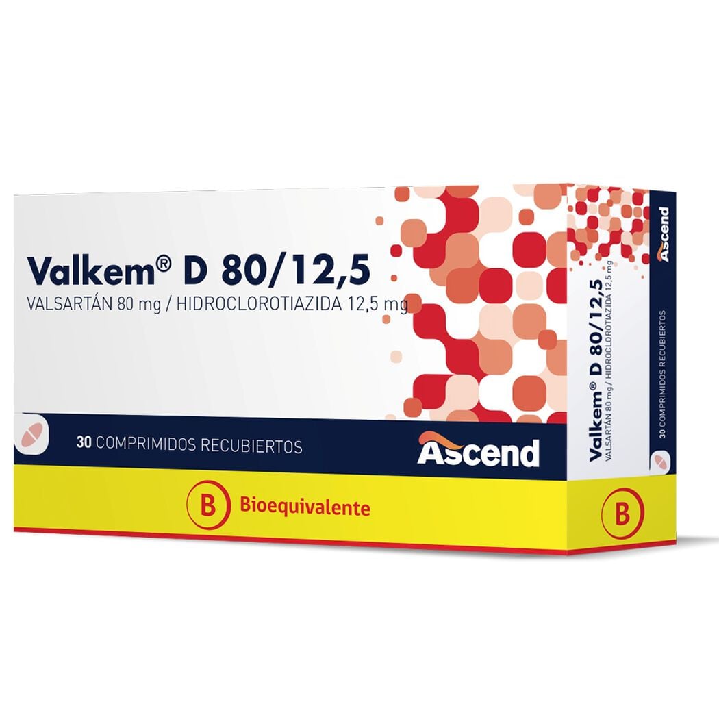Valkem D 80mg / 12.5mg x 30 Comprimidos Recubiertos - ASCEND - Farmacias San Martín