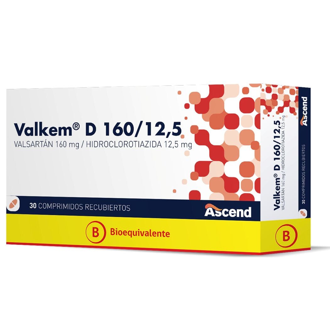 Valkem D Com 160mg / 12.5mg x 30 Comprimidos Recubiertos - ASCEND - Farmacias San Martín