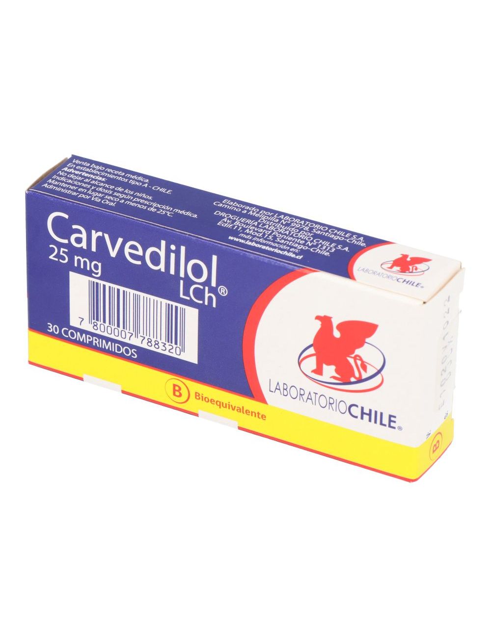 Carvedilol 25.Mg X 30 Comprimidos - Chile