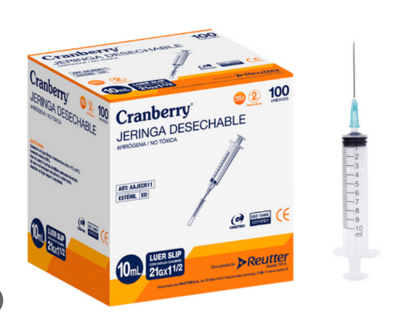 CRANBERRY JERINGA 10ML CON AGUJA LUER SLIP