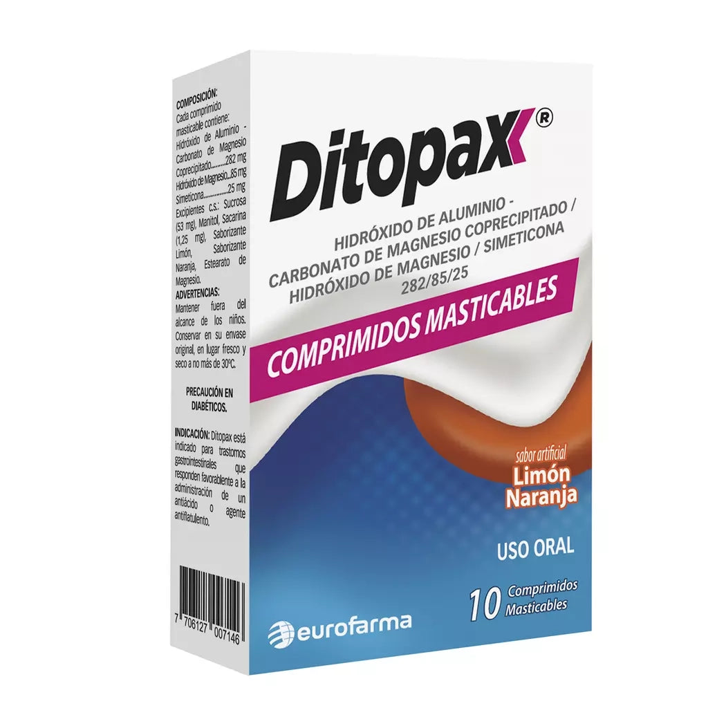 Ditopax x 10 Comprimidos Masticables - EUROFARMA - Farmacias San Martín