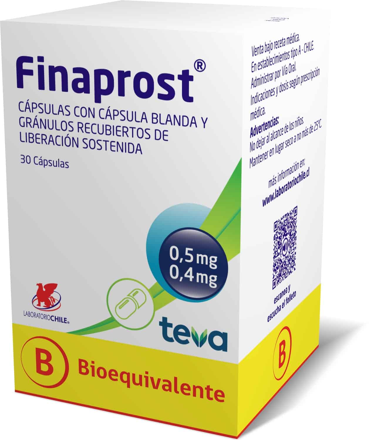 Imagen del producto Finaprost 0.5/0.4 mg x30 cáps. Con Gran De Lib Prolong de TEVA