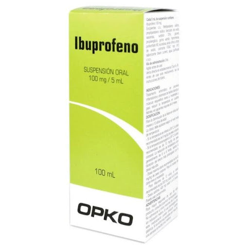 Ibuprofeno 100mg/5ml Jarabe 100ml - OPKO - Farmacias San Martín