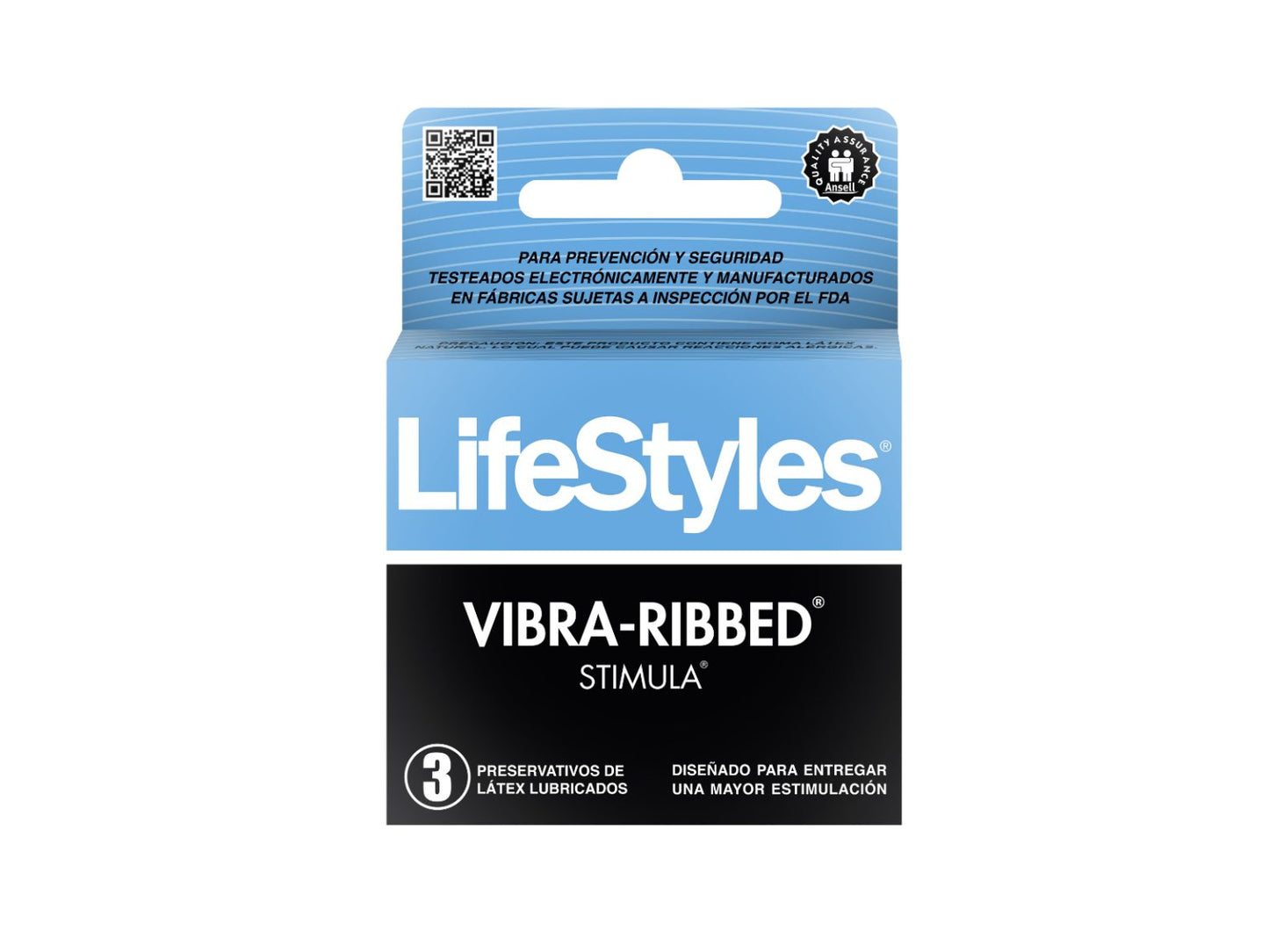 Vibra Ribbed Stimula X 3 Preservativos - Lifestyles