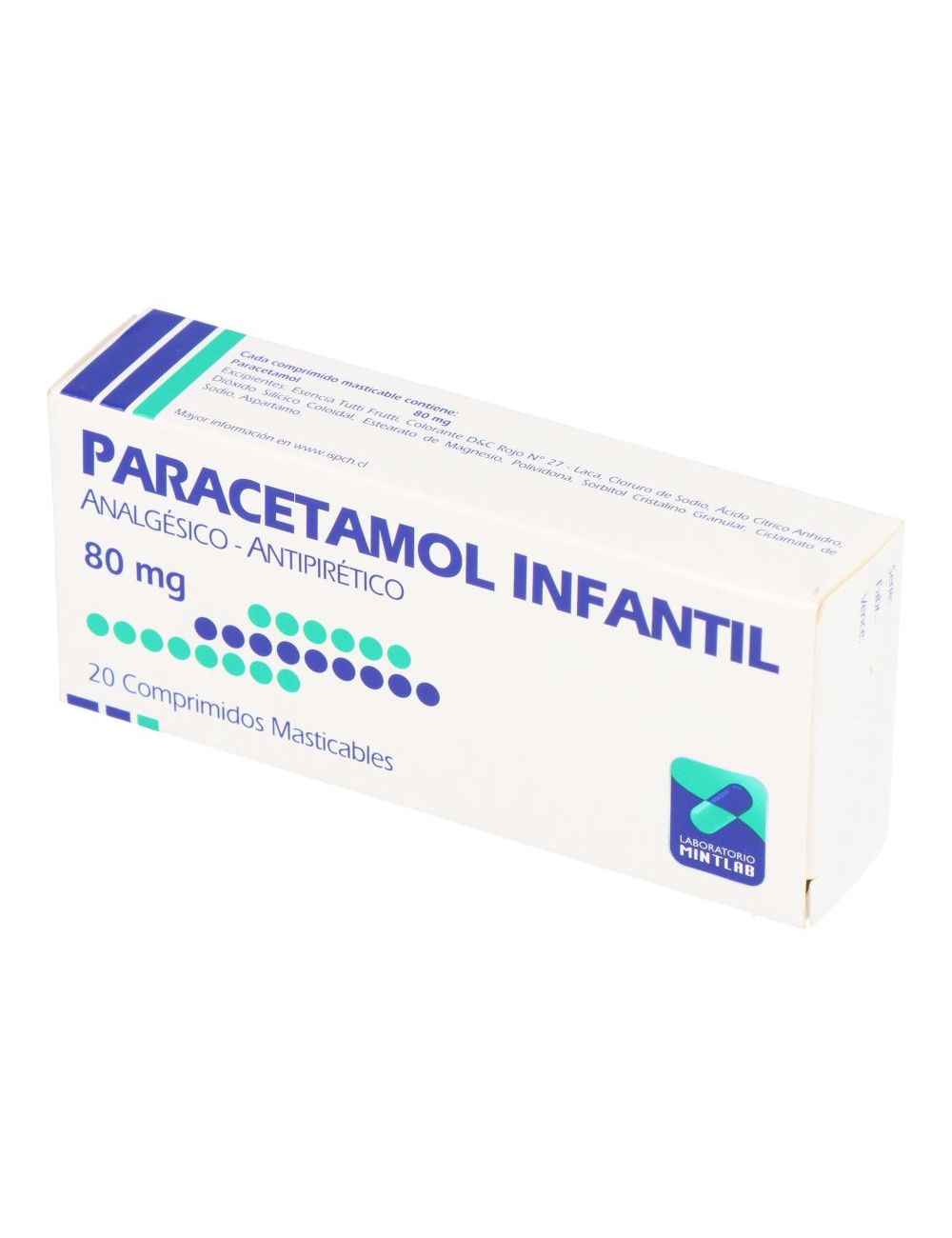 Paracetamol 80Mg X 20 Comprimidos Masticables - Mintlab