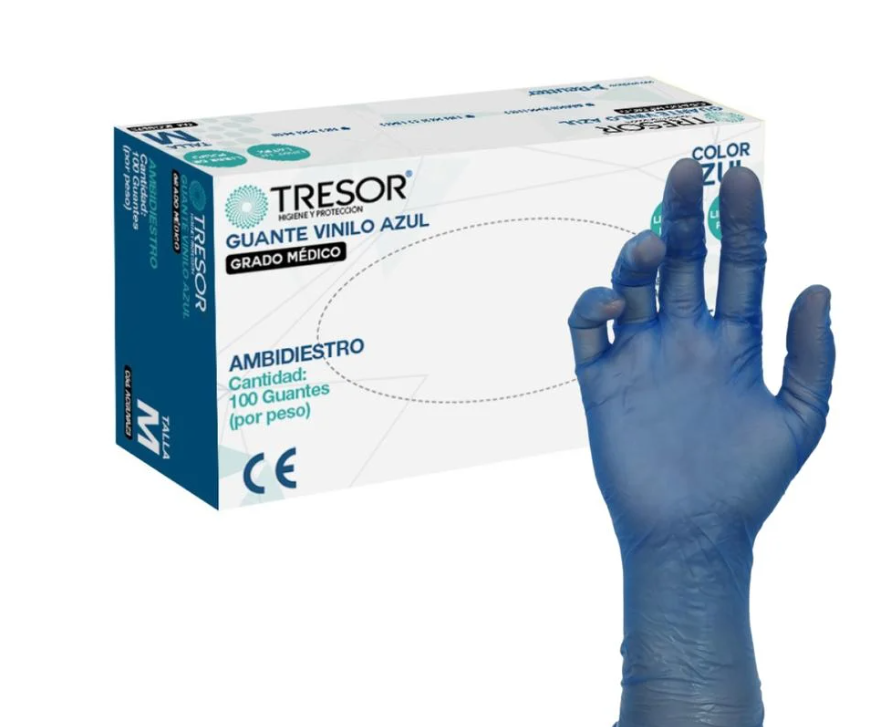 Tresor Guantes Vinilo Azul Talla S 100un - REUTTER - Farmacias San Martín