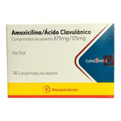 Amoxicilina + Ac Clavulanico 875mg / 125mg x 14 Comprimidos Recubiertos - CURAESPRING - Farmacias San Martín