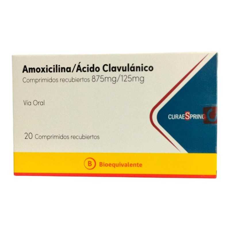 Amoxicilina 875mg / 125mg x 20 Comprimidos Recubiertos - CURAESPRING - Farmacias San Martín