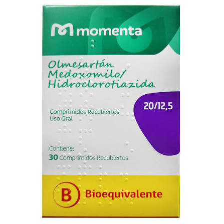 Olmesartan 20mg / Hidroclorotiazida 12.5mg x 30 Comprimidos Recubiertos - MOMENTA - Farmacias San Martín