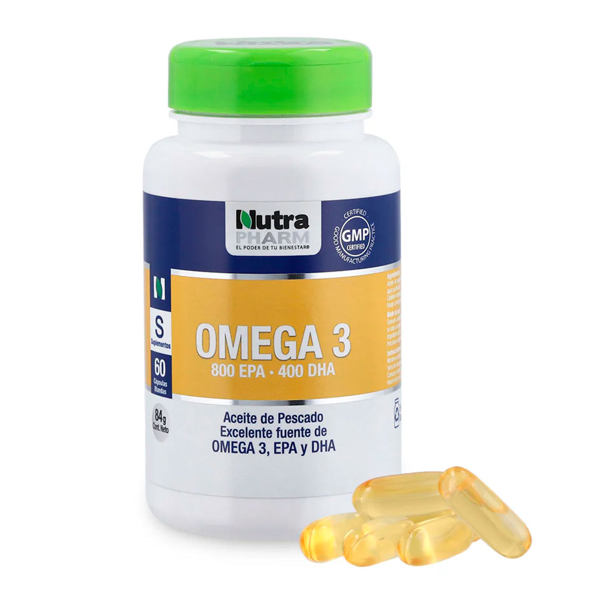 Omega 3 800mg / 400mg x 60 Capsulas - NUTRAPHARM - Farmacias San Martín