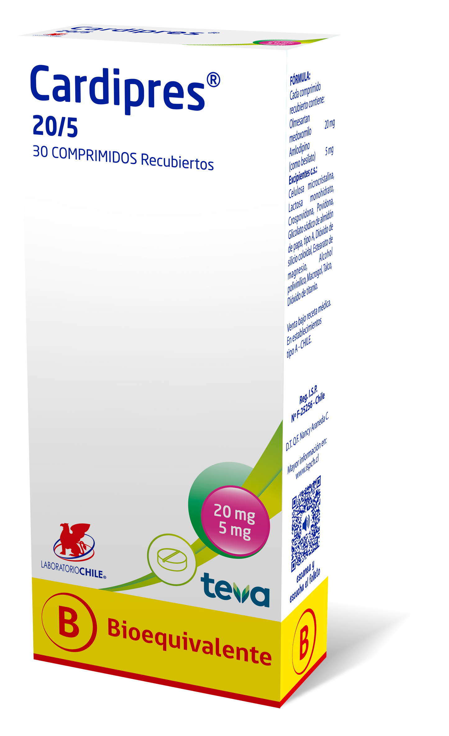 Cardipres 20mg / 5mg x 30 Comprimidos Recubiertos - TEVA - Farmacias San Martín