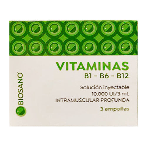 Vitaminas B1 B6 B12 x 3 Ampolla (caja) - BIOSANO - Farmacias San Martín